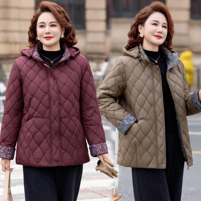 Hooded Padded Jacket, Women's Velvet Thickened Padded Jacket, Large Size Autumn and Winter Padded Jacket, Women's Models