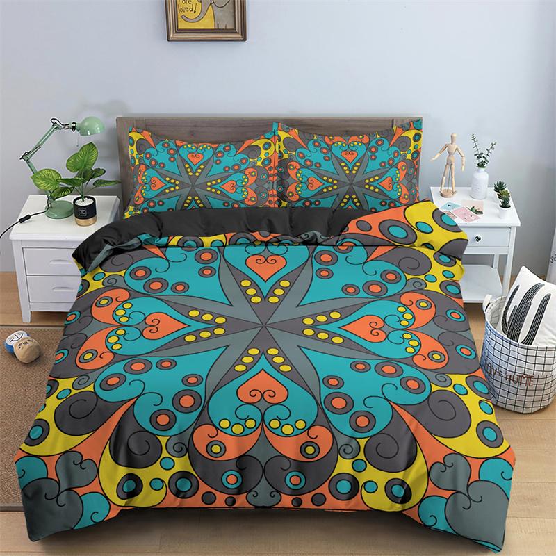 Exotic Floral Duvet Cover Bohemia Mandala Comforter Cover Microfiber Geometric Bedding Set King Full For Teen Adults Room Decor