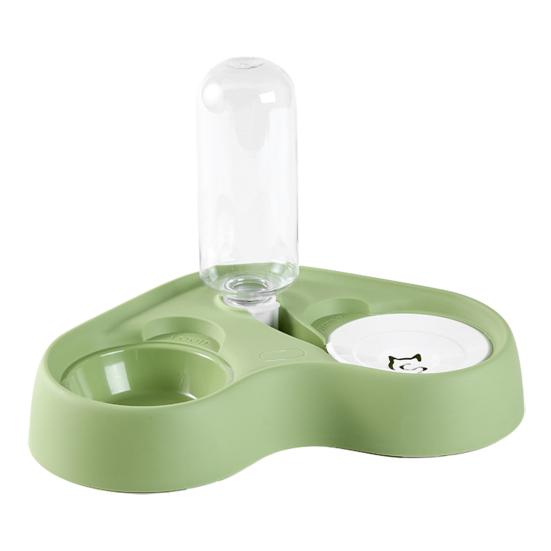 Cat Feeder Food Grade Stainless Steel Bowl Pet Feeder with Automatic Water Refill Dual Zone Design Cat Food Water Combo
