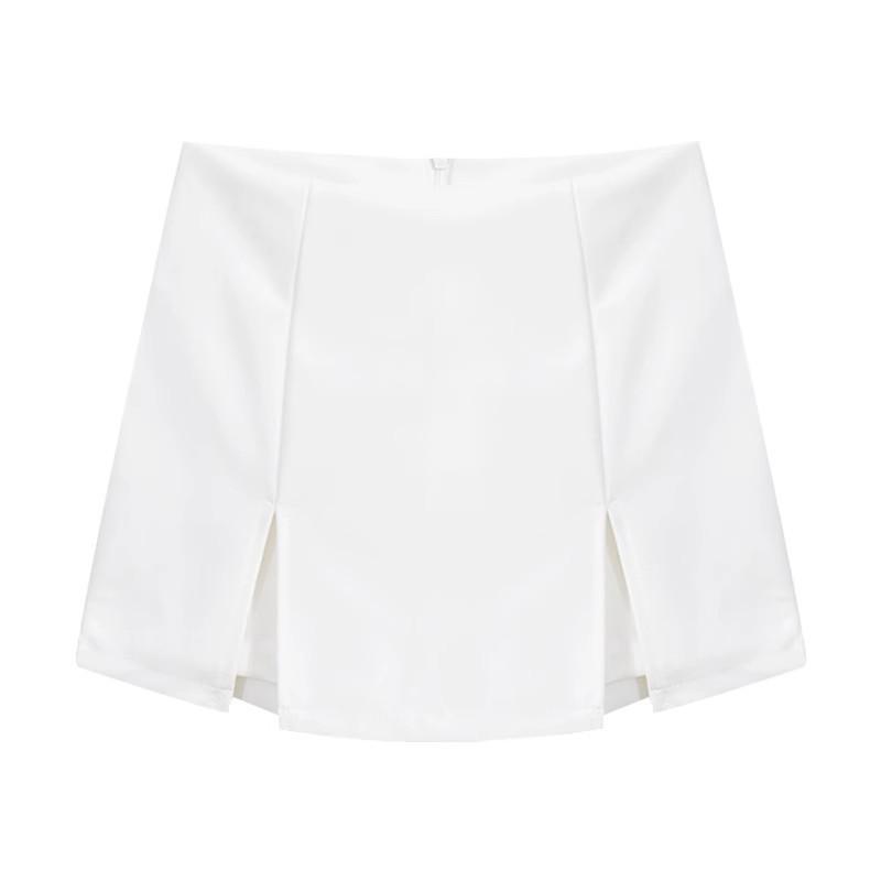 Womens White Summer A Line Skirt With High Waist And Side Split For Street Style Fashion