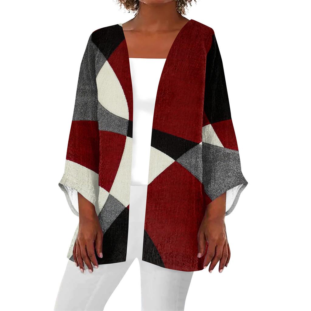 Kvinnors fritidsmodetryckt lättviktsjacka i mellanlång kofta