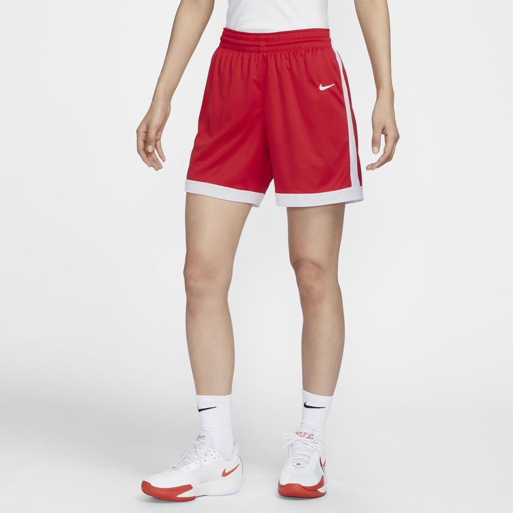 Nike SS24 Dri-Fit Color Block Imprimé Logo Taille Élastique Séchage Rapide Short de Basket-ball Femme shorts Rouge Université HF0530-658