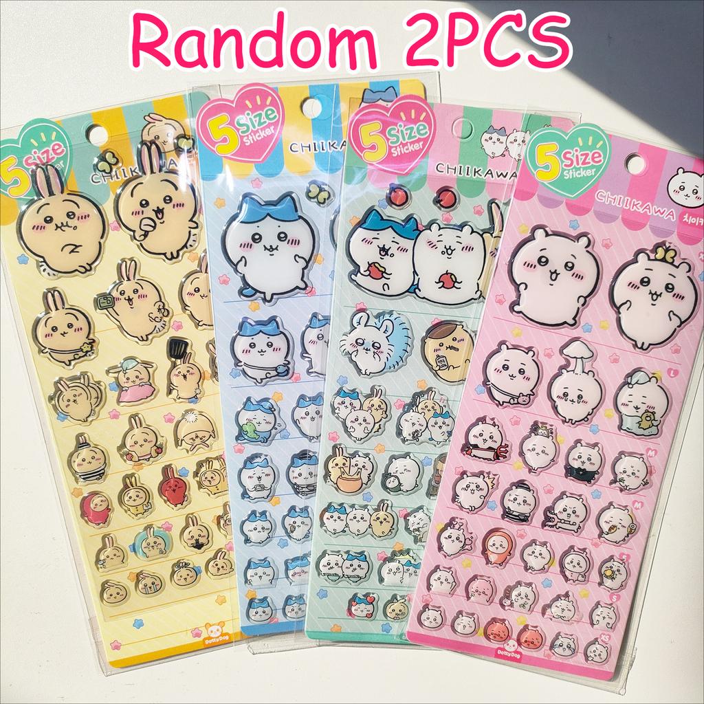 4pcsChiikawa Cute Cartoon Stickers - 3D Stereoscopic Epoxy Resin Decals Great for Kids' DIY Decor & Holiday Gifts