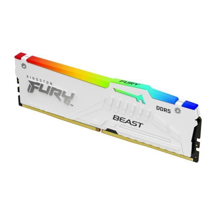 Mémoire RAM - KINGSTON - FURY Beast - 16Go - DDR5 - 6800MT/s - CL34 - RGB Blanc