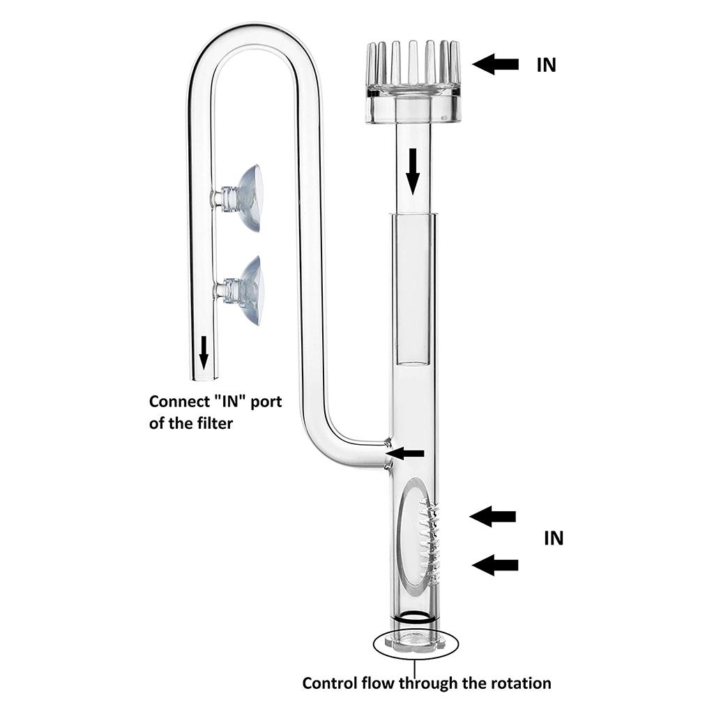 Glass Lily Pipe Inflow with Skimmer for Aquarium Absorb Dissolved Organics