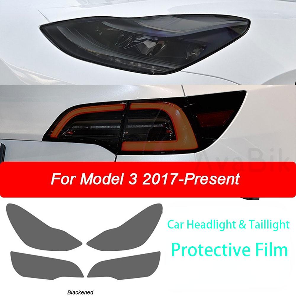 PPF Car Headlight Protective Film Headlamp Tint Taillight Smoked Black TPU Sticker for Tesla Model 3  - Accessories