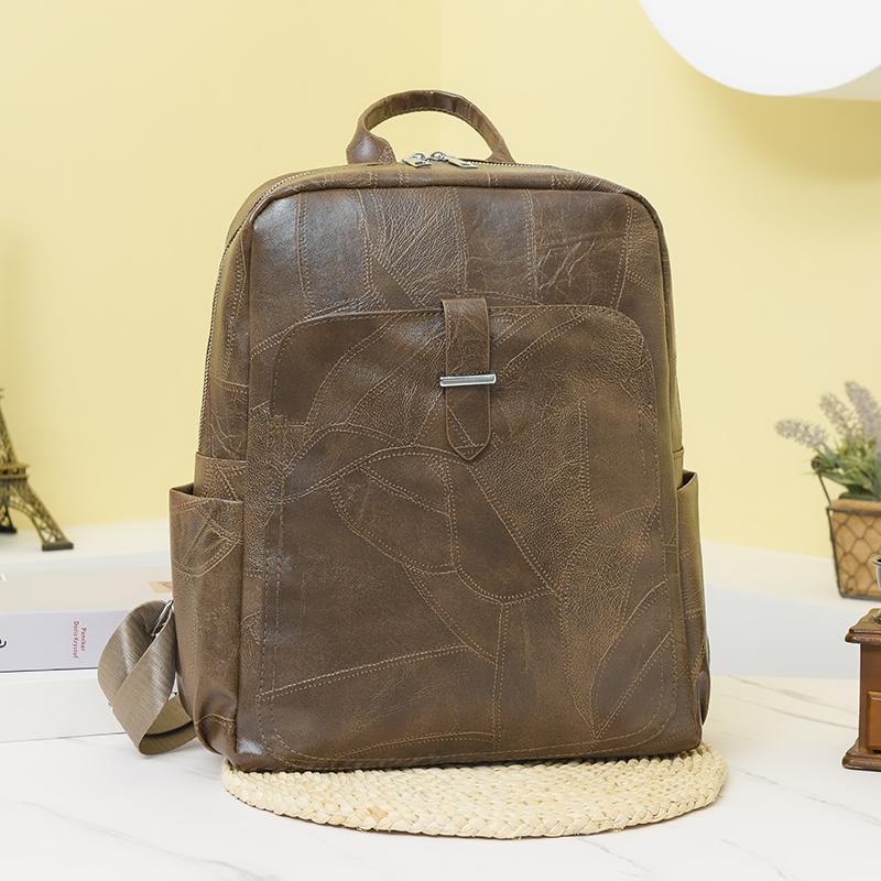 Rucsac de mare capacitate din piele moale Rucsac de culoare solidă pentru femei Geantă de călătorie pentru computer