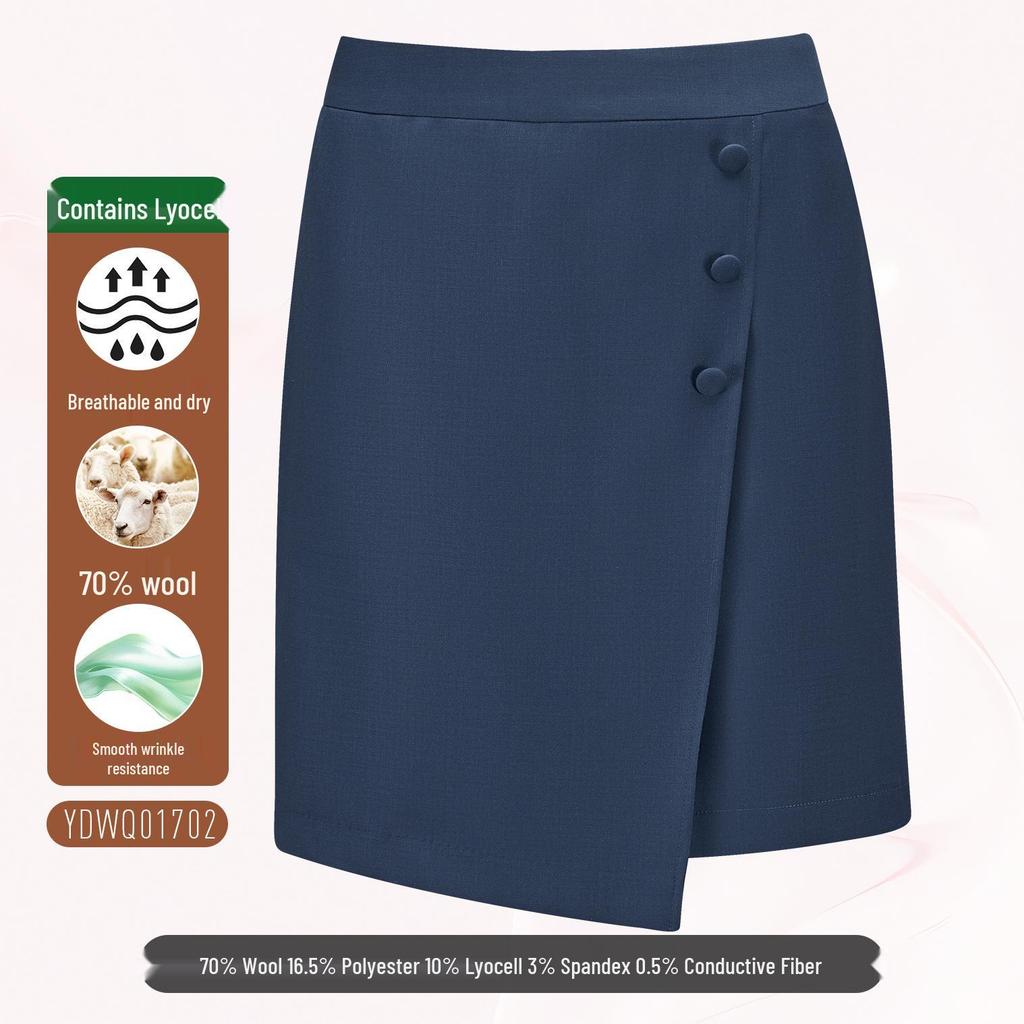 Silk Wool Professional Midi Bodycon Skirt - Formal Slimming A-line Workwear