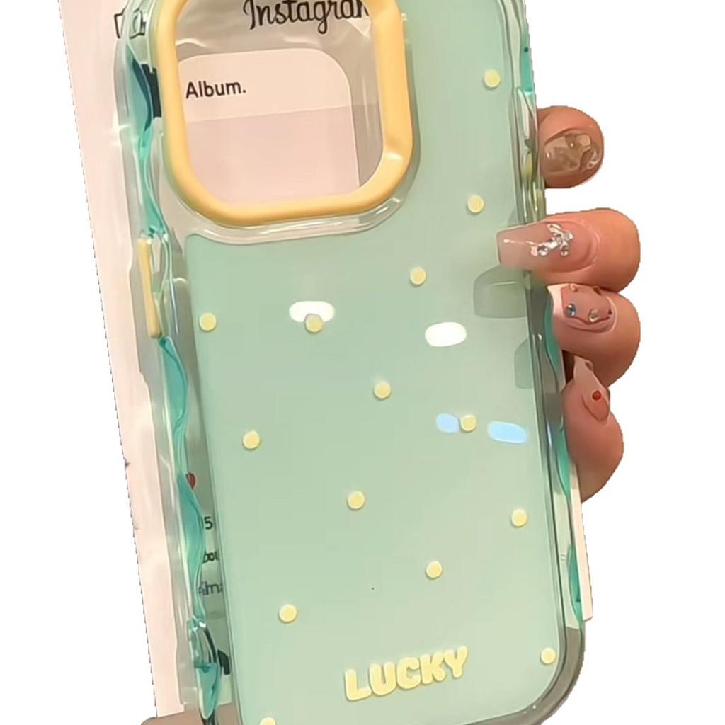 Macaron Color 2-in-1 Mobile Phone Leather Case for Apple Mobile Phone Case New Mobile Phone Protective Case Polka Dot Fashion