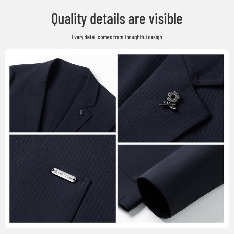 MONTAGUT Men's Pinstripe Jacquard Business Casual Suit Jacket