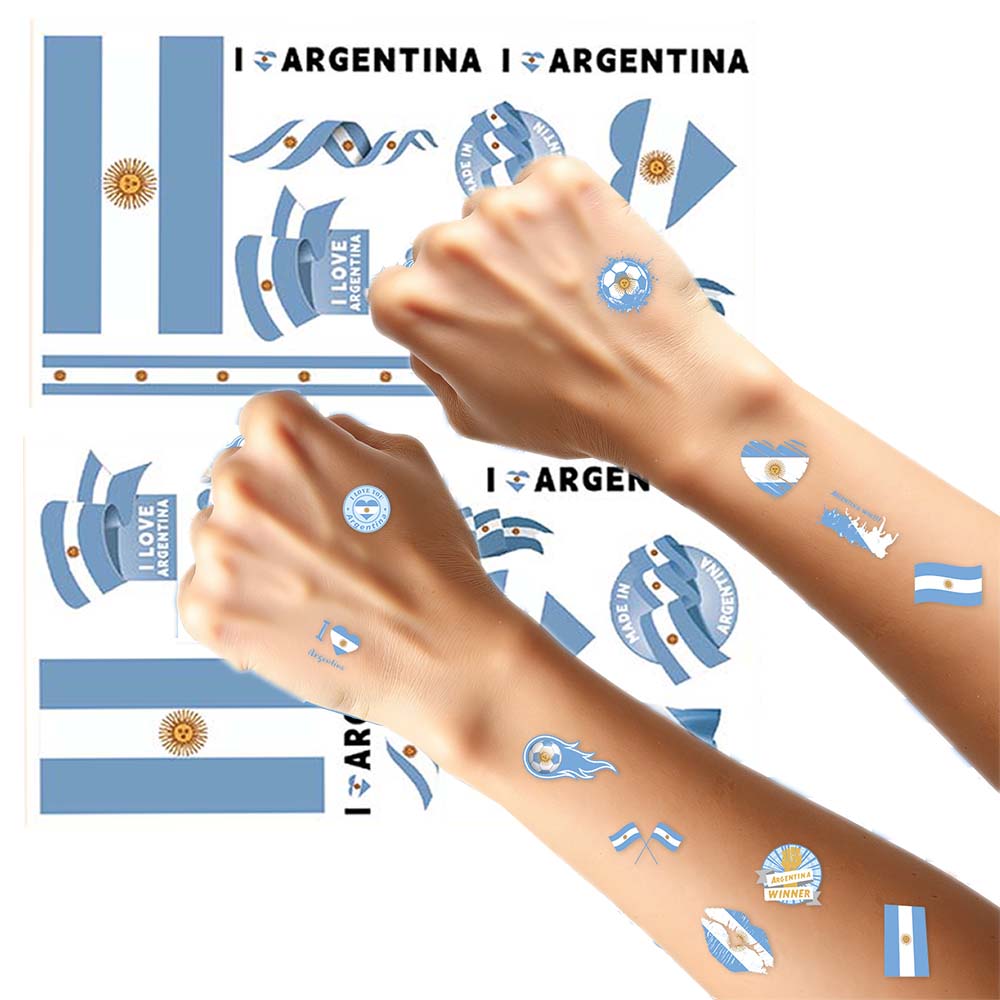 Set of 2 Temporary Tattoos National Flag Decals for Face and Arm, Body Decoration for Football Supporters for Sporting Events