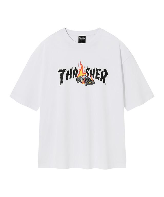 Treasure Burning Car Short Sleeve T-Shirt White