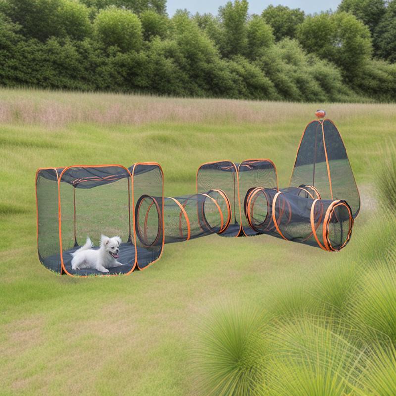Foldable Six-Piece Large Tent for Small Outdoor Pets and Dogs