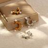Retro Diamond-set Pearl Stainless Steel Earrings Light Luxury Asymmetrical Trend C-Shaped Women's Earrings