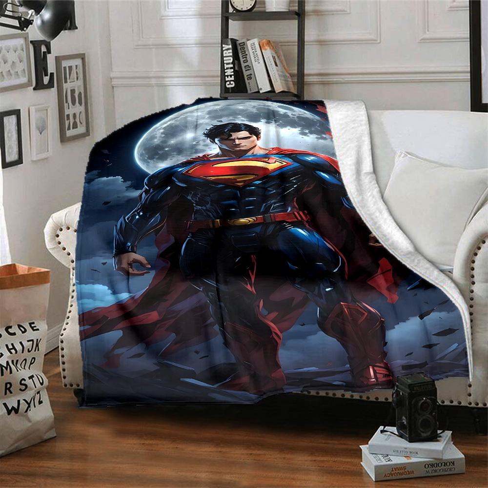 1pc Superman full moon Flannel Blanket Soft Warm Throw for Home, Office, Travel, All-Season Cozy Bedding Gift L1403