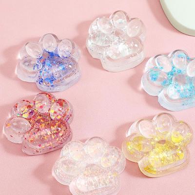 Resin Paw Print Shaped Decorative Paperweight with Glitter Filled Design Suitable for Desk or Office Display