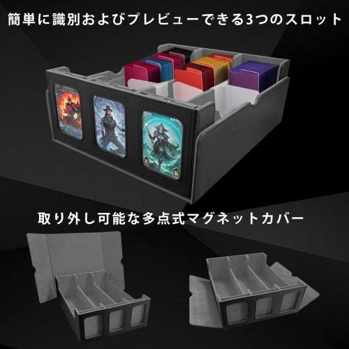 Amonel Deck Case, Trading Card Case, PU Leather, 3-Column Storage, 2100+ Cards, Large Capacity, 3 Compartments, 24 Dividers with Labels, Compatible Wi