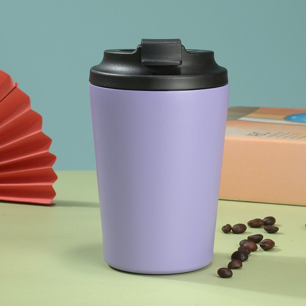 12Oz Stainless Steel Coffee Cup Thermos Cup Clamshell With Scale Inside, Simple And Portable Double-Layer Office Cup