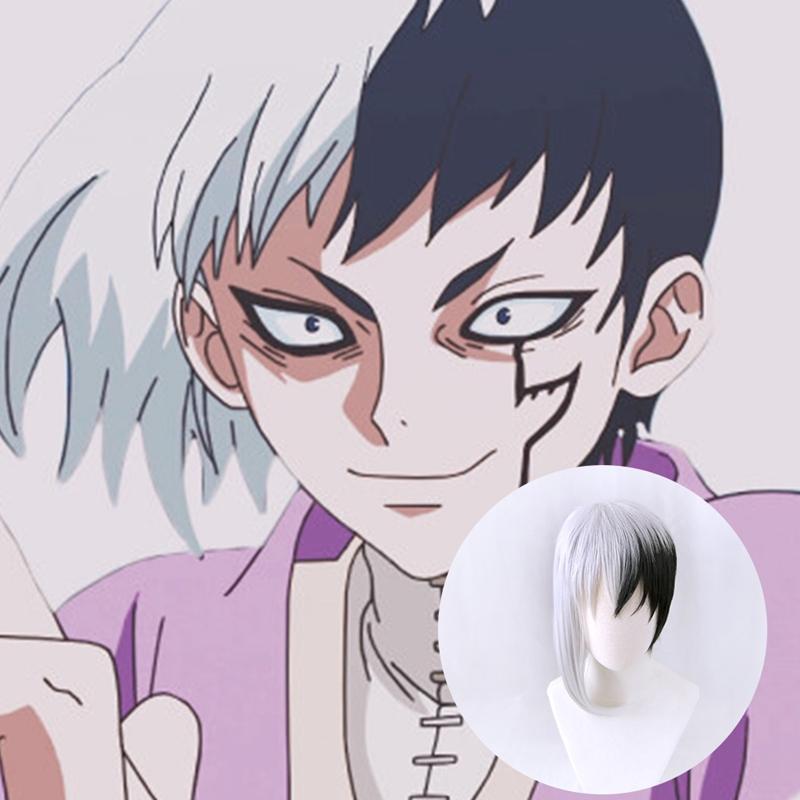 Buy Comic Dr Stone Character Asagiri Gen Half Black Half White Short Wig Cosplay Party Gift At Affordable Prices Free Shipping Real Reviews With Photos Joom