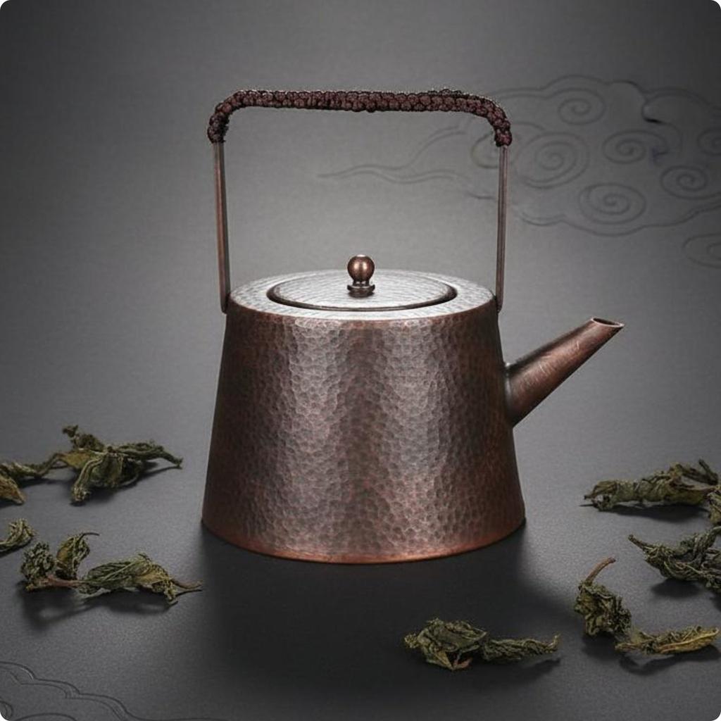 Handmade Copper Teapot Retro Design Large Copper Tea Kettle Houseware for Outdoor, Ceramic Cooktop