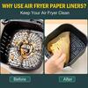 50/100/150/200Pcs Air Fryer Paper Liner Square Air Fryer Reusable Non-Stick Parchment Papers Oil-Absorbing Paper Air Fryers