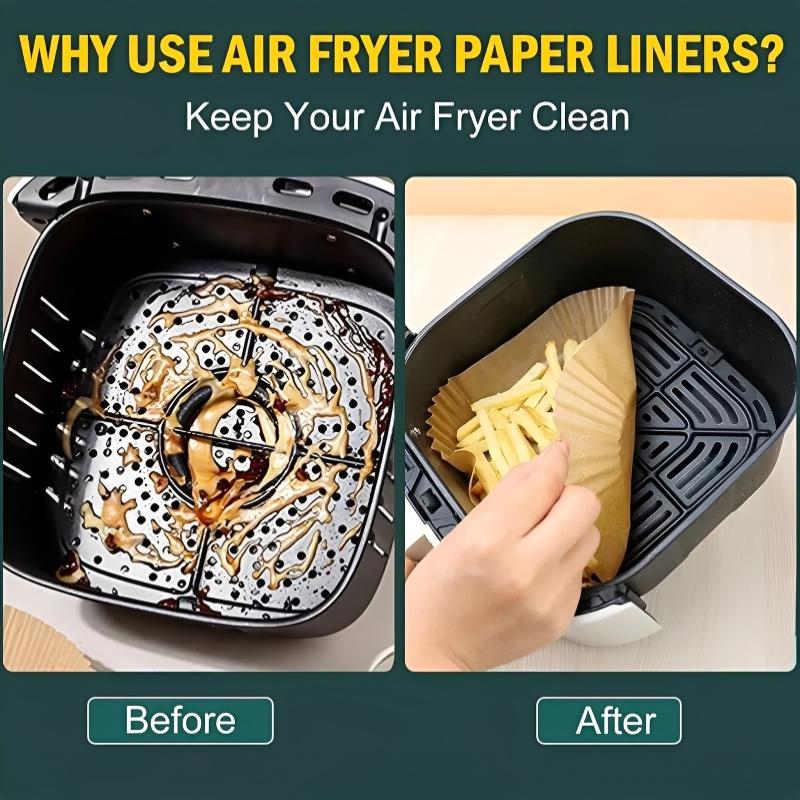 50/100/150/200Pcs Air Fryer Paper Liner Square Air Fryer Reusable Non-Stick Parchment Papers Oil-Absorbing Paper Air Fryers
