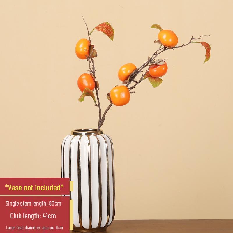 Artificial Pomegranate Persimmon Branch: Red Berry Fruit for Living Room or Entrance Hall Decoration - Chinese Style