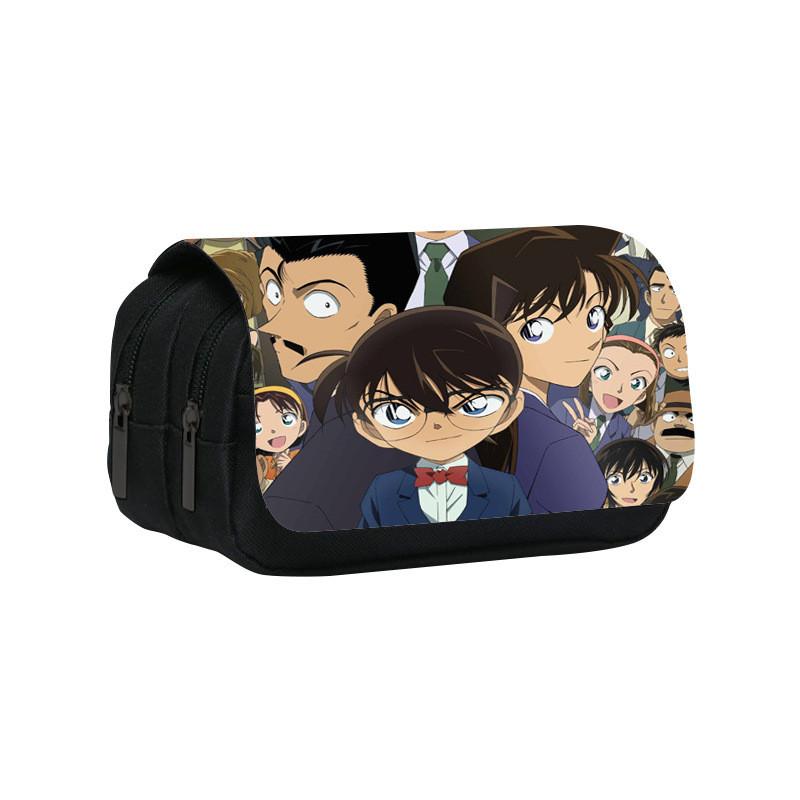 Detective Conan Double Layer Pencil Case Large Capacity Storage Organizer For Students