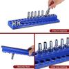 HARFINGTON Magnetic Socket Organizer 1/4" Drive Metric Socket Holder Tray Socket Storage Rack Holds 26 Standard and Deep Size Sockets, Blue