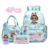 4Pcs/set Cartoon Printed Backpack Pencil Bag Lunch Bag Outdoor Water Bottle Student Girl Large Capacity Schoolbag Travel Bag Gift