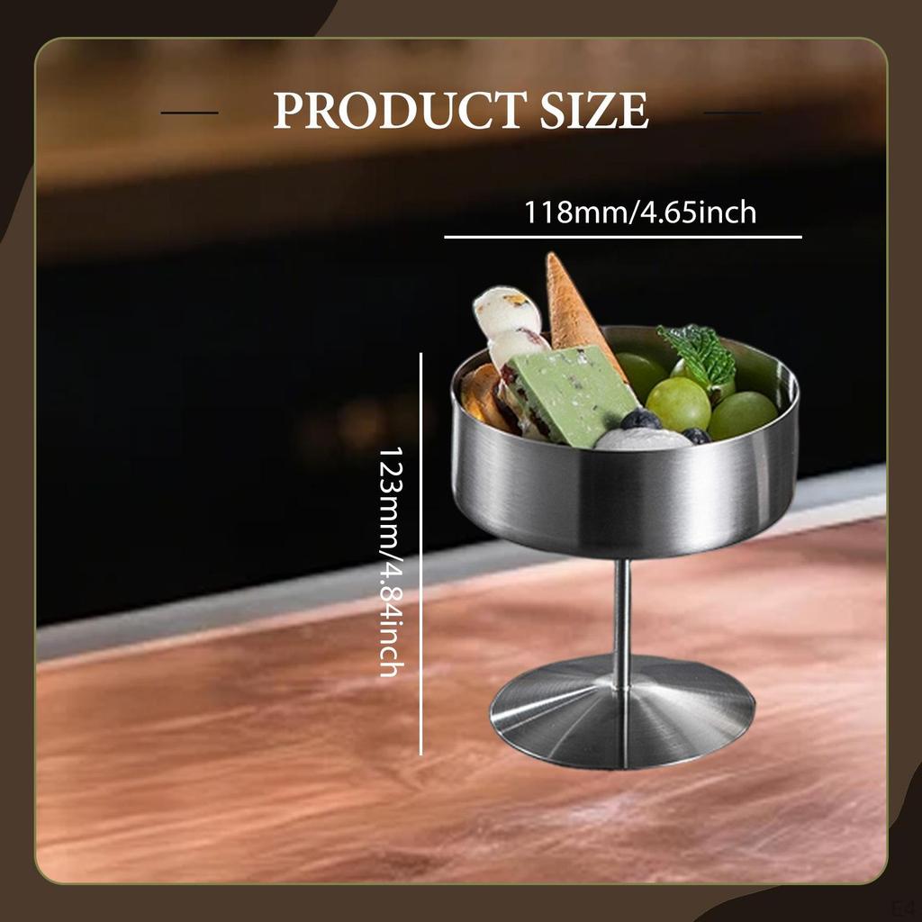 High Footed Ice Stainless Steel Dessert Cup Bowl Snack Candy for Sundae