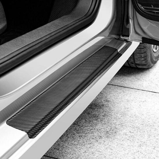 4× Car Door Plate Sill Scuff Cover Anti-Scratch Sticker Carbon Fiber Accessories