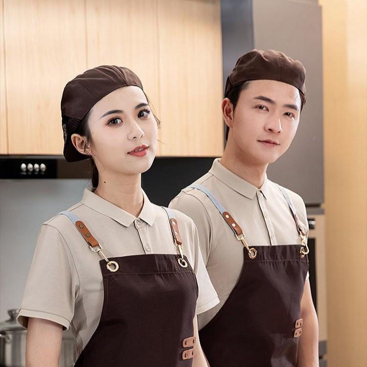 Waterproof Cross-Back Canvas Apron: Oil-Proof, Dirt-Resistant Kitchen & Catering Workwear
