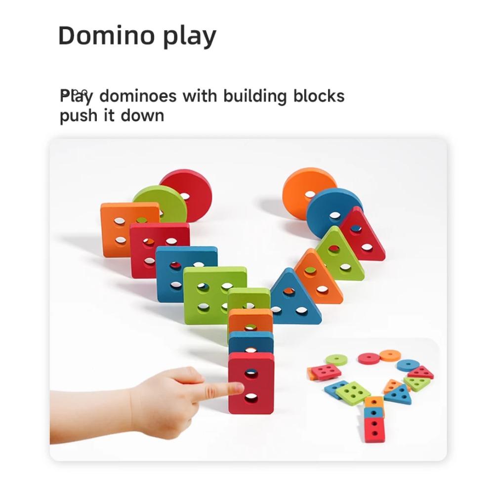 Montessori Toddler Color Sorting Toys 3-in-1 Wooden Shape Stacking Game Early Educational Colorful Learning Activity Blocks