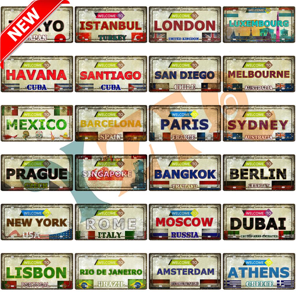 YZFQ Mexico Spain Metal Tin Sign Colombia USA Poster For Wall Restaurant Bar Home Decor 30X15CM Customizable DC-1512A