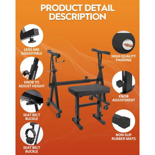 STRICH Z-Shaped Piano Keyboard Stand & Chair Set for Stage, Studio, and Live Performances, Adjustable Height, Compatible with 54/61/73/76/88-Key Digit