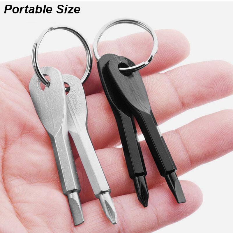 Phillips Slotted Portable Screwdriver Set Key Ring Keychain Mini Pocket Keyring Cross Screw Driver Repair Tool Gadget EDC Small