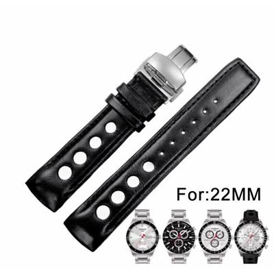 22mm Σειρά PRC200 T044614A T044632A T039417A Υψηλής Ποιότητας Ασημένωτη Κούμπωμα Πεταλούδα + Μαύρο καφέ Γνήσιο Δερμάτινο Λουράκι Ρολογιού Βραχιόλι ΓΙΑ T039