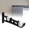 Pack of 6 Black Double Curtain Rods Wall Brackets Metal Holders for 25mm Poles Drapery Track Rails Hangers Brackets