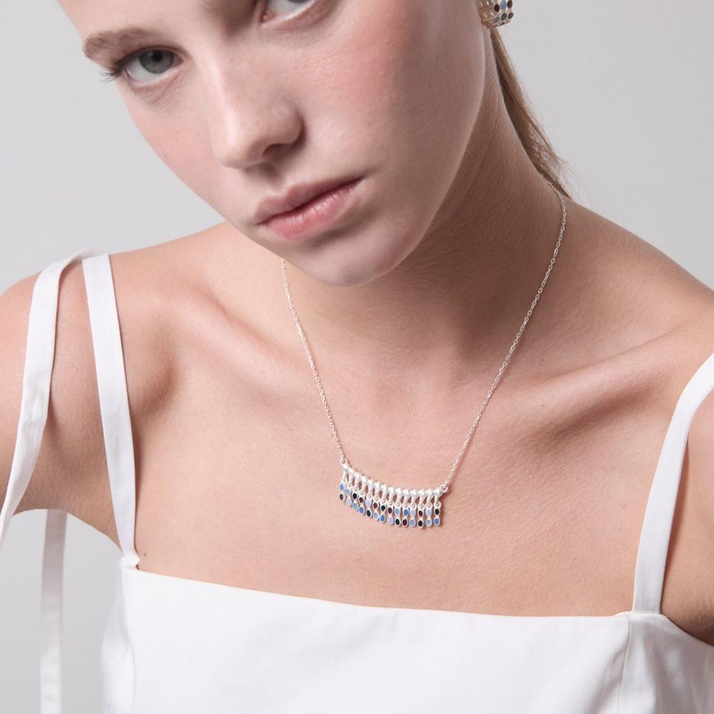 Fashion Bohemian Color Drip Glaze Tassel Premium Metal Copper Plated 18K Real Gold Clavicle Chain Tide Personality Necklace