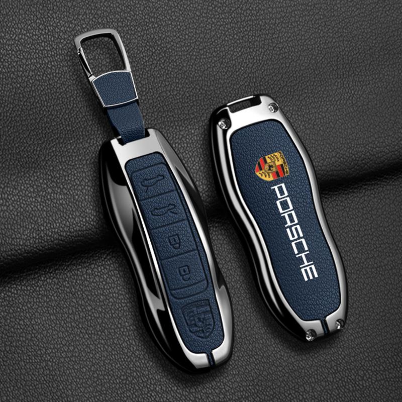 fscr7 Zinc alloy Leather Car Remote Key Case Cover Bag Protector For Porsche Panamera Spyder Carrera Macan Boxster 911 970 981 Cayman
