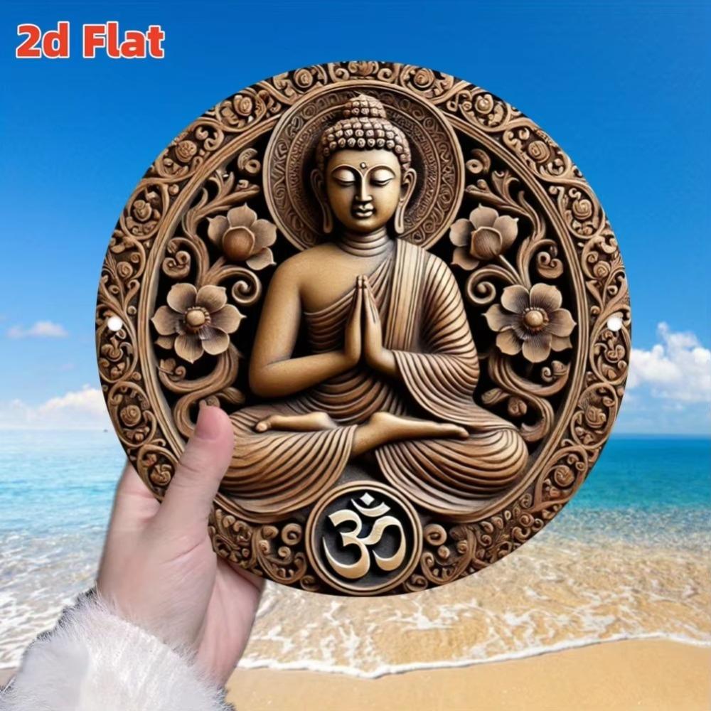Metal Wall Art Buddha Statue Musical Lotus Zen Home Decor