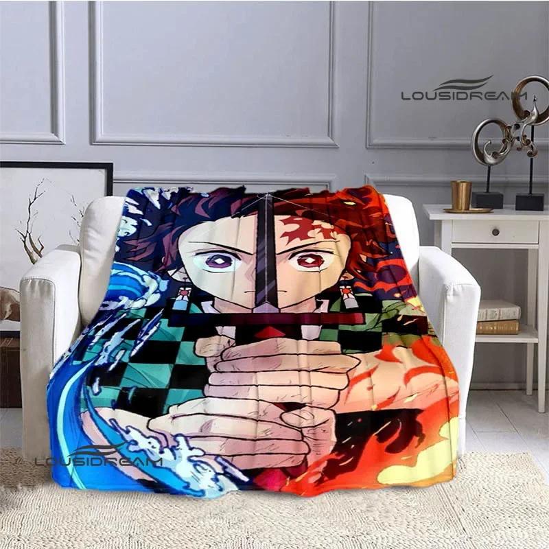 Demon Slayer Cartoon Deka s potiskem Dětské Teplé deky Flanel Měkká a pohodlná podšívka do postele Dárek k narozeninám