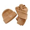 2Pcs/Set Knitted Hat Scarf Set Heart Embroidery Pattern Kids Brimless Hat Long Scarf Set Soft Breathable Winter Accessory