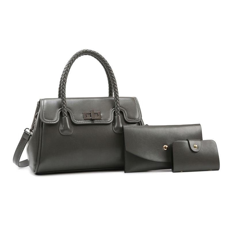 

Multi-piece set diagonal span portable mother bag women s new crocodile pattern fashion tote bag medium single shoulder child and mother bag single package серый