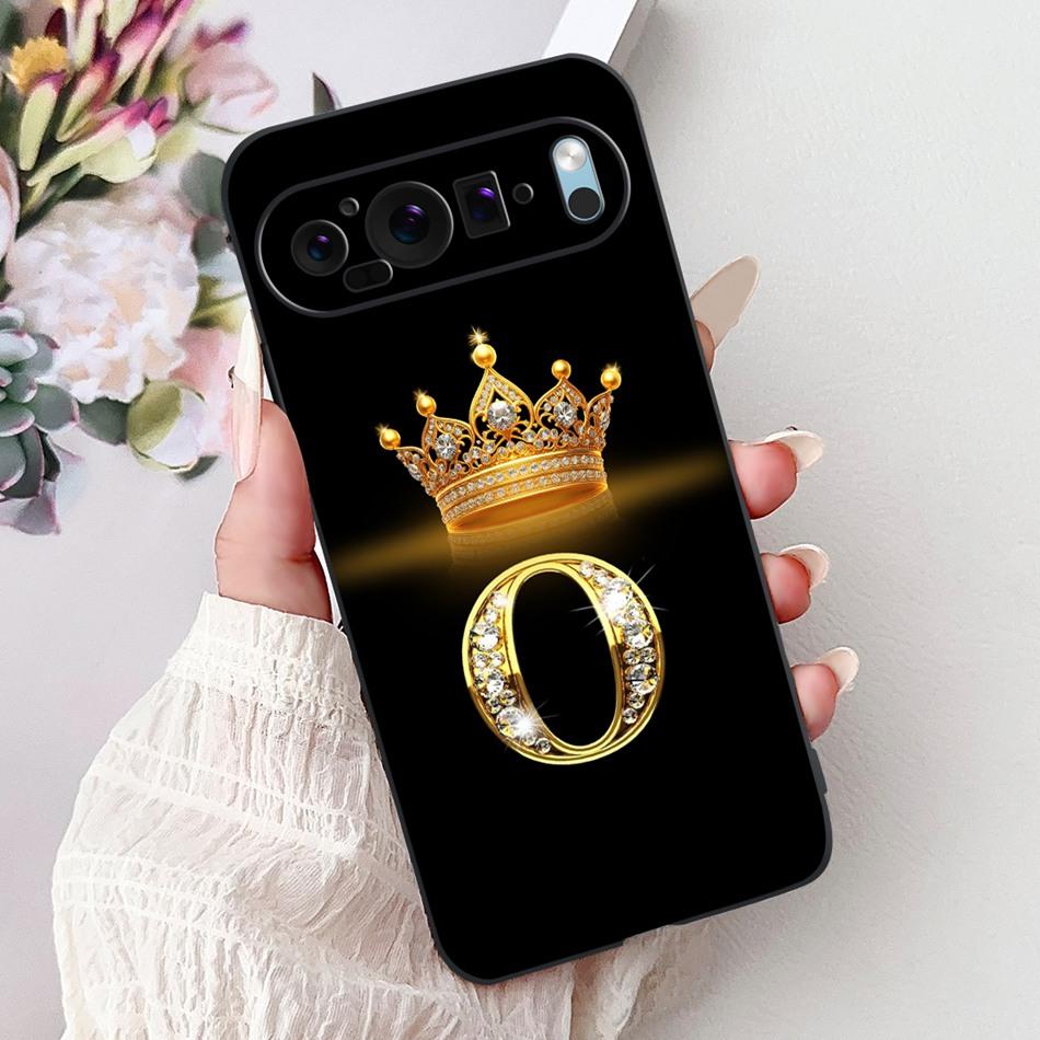 For Google Pixel 9 Pro 9a Pixel9 Fashion New Crown Letter Phone Case For Google Pixel 9 Pixel9a 9Pro Black Silicone Soft Cases