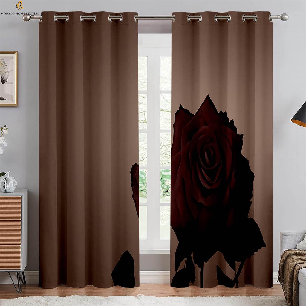 Zasłony z nadrukiem motyli i kwiatów Zasłony we wzór retro czerwonych róż Nadają się do sypialni, salonu, kuchni Zasłony dekoracyjne