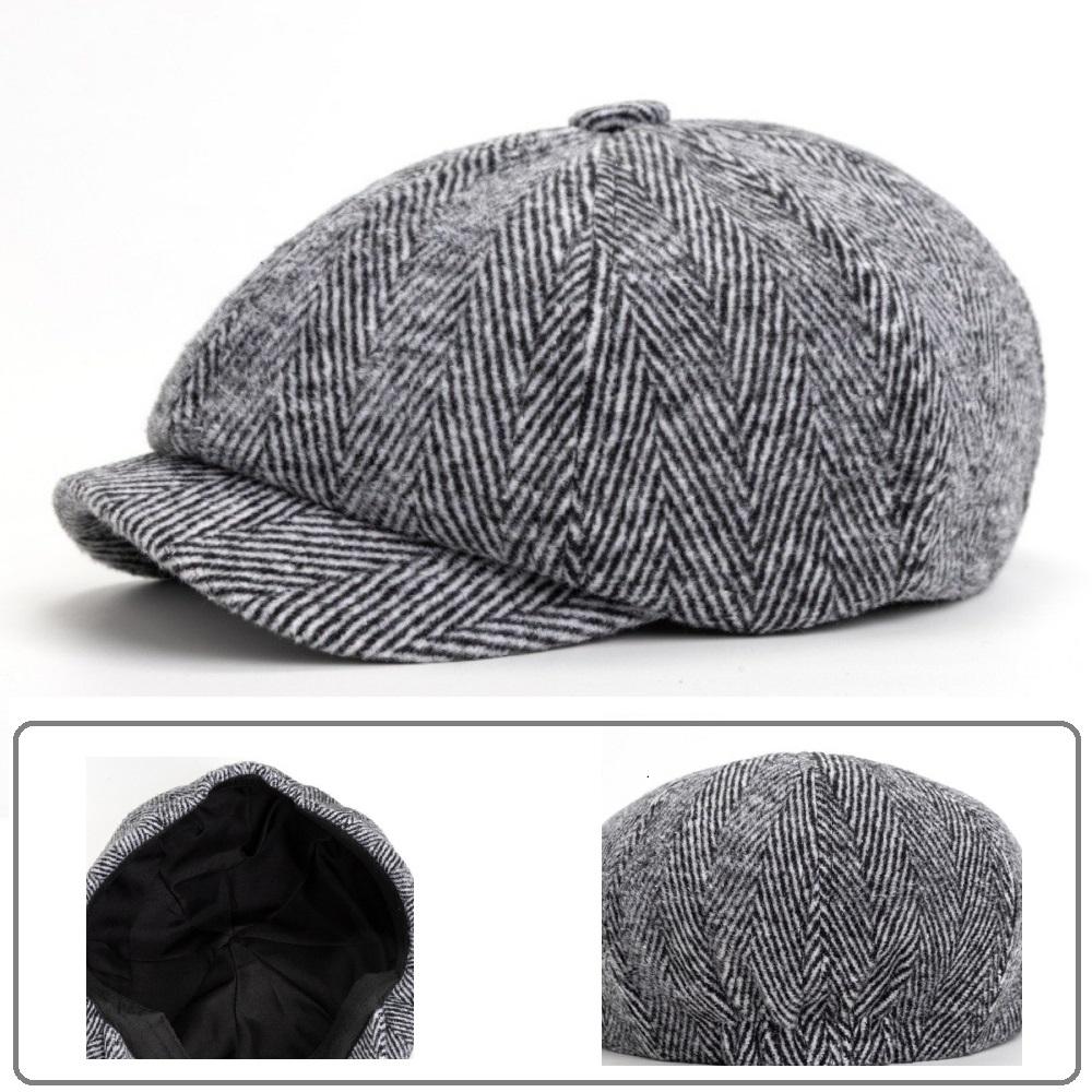 Höst och Vinter Polyester Tryck Varma Newsboy-kepsar Platt Skärmkeps Herr och Dam Målarkeps Baskerhattar 136