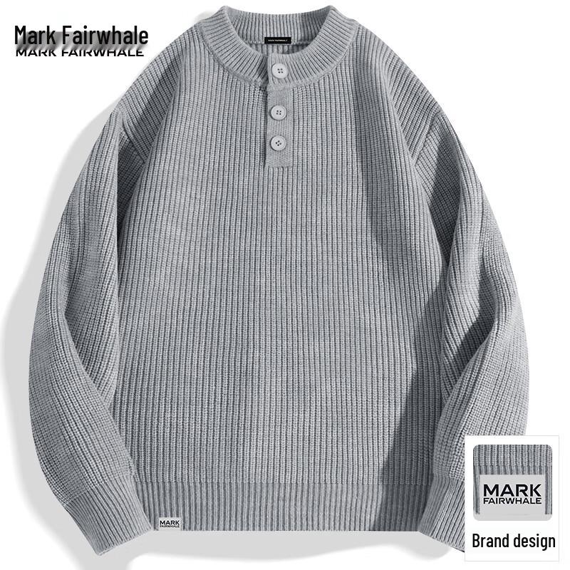 Mark Fairwhale Men's Henley Neck Knit Sweater