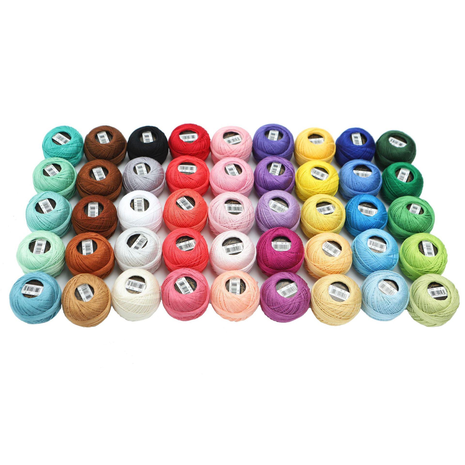 

AmoHilos 45 цветов набор из 10 грамм размер 8 крючком жемчужные нитки двойной мерсеризованный длинноволокнистый египетский хлопок жемчужные нитки 80 метров моток